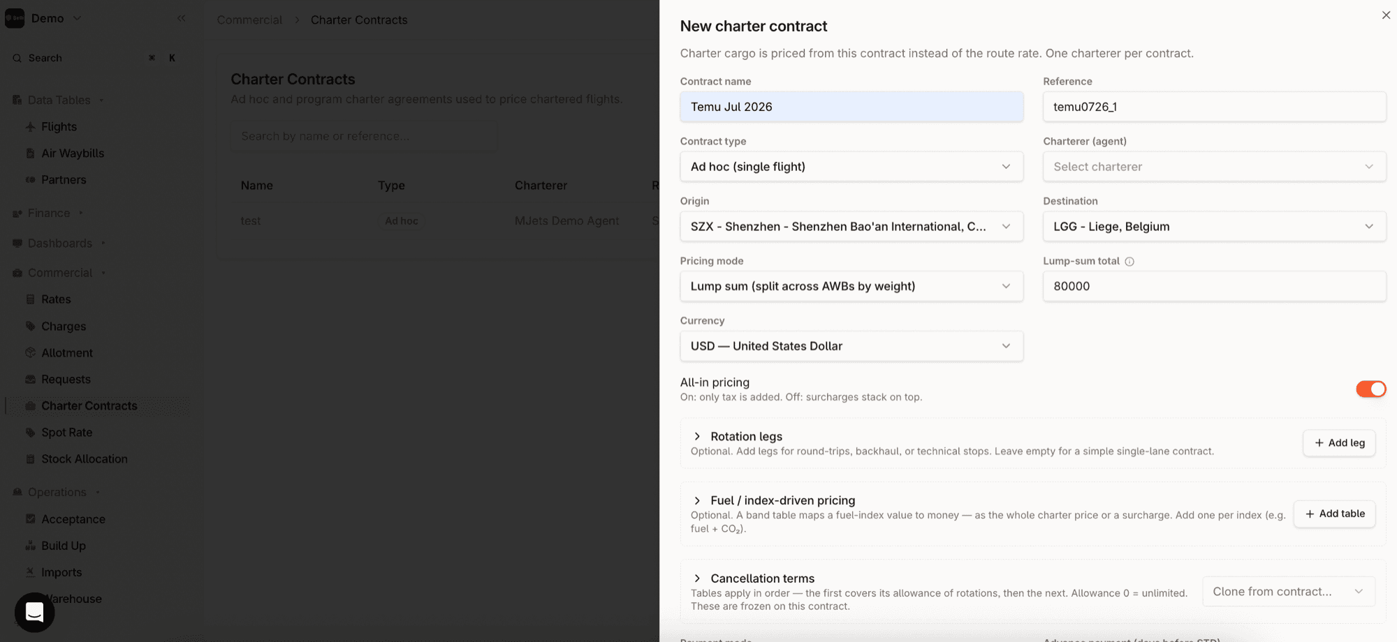Commercial › Charter Contracts