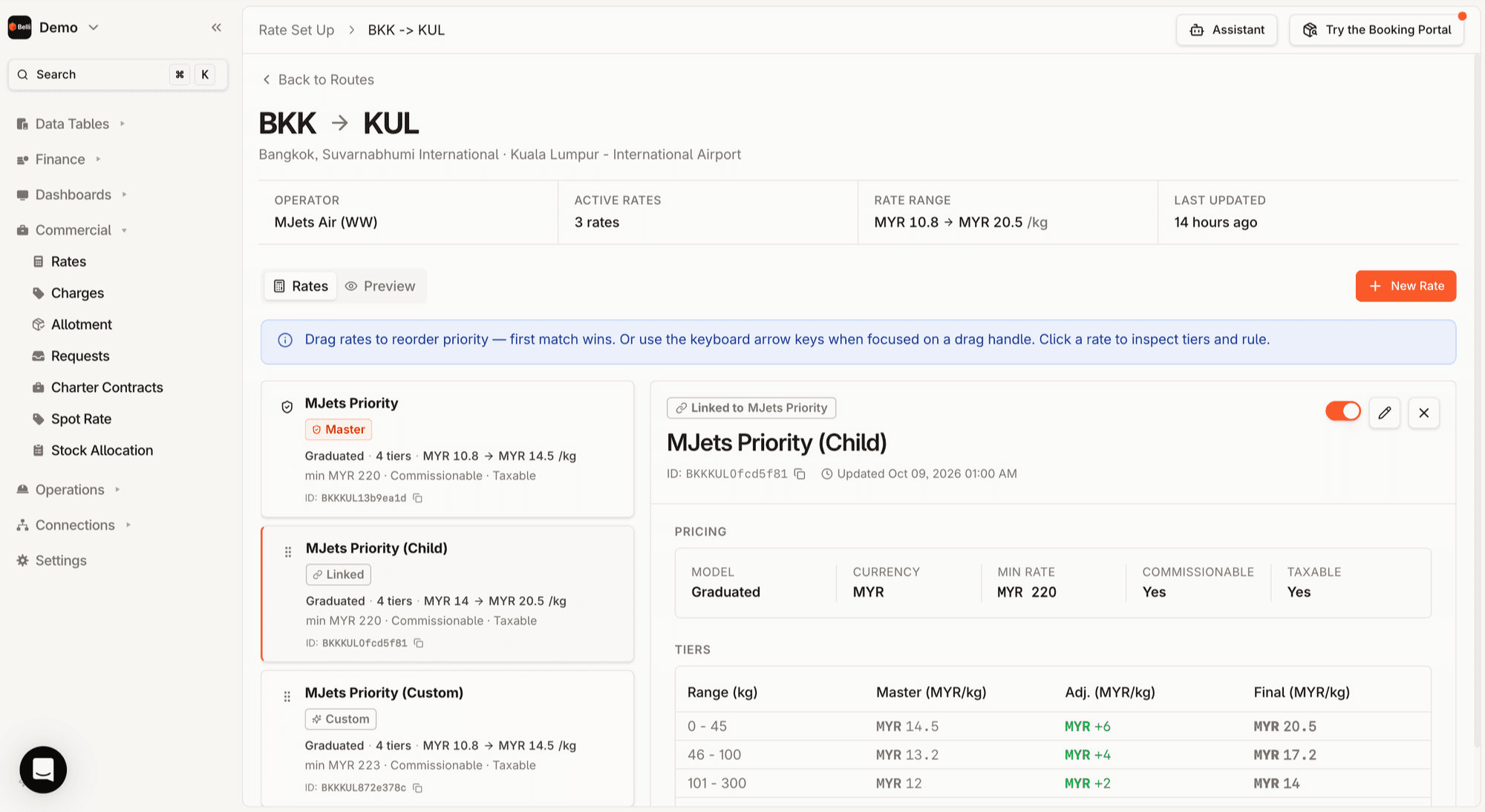 Commercial › Rates › Rate Set Up › BKK → KUL