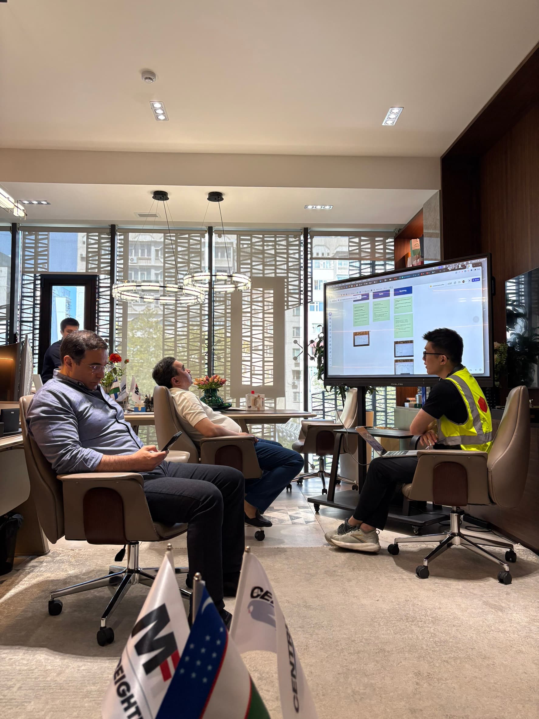 A Belli product walkthrough on a large screen at My Freighter