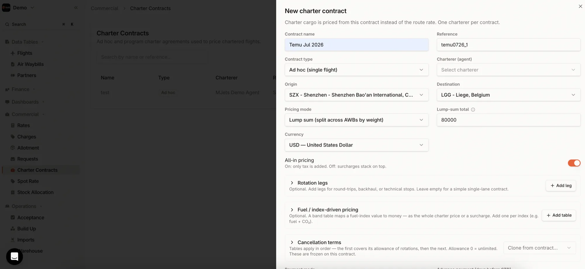 Commercial › Charter Contracts