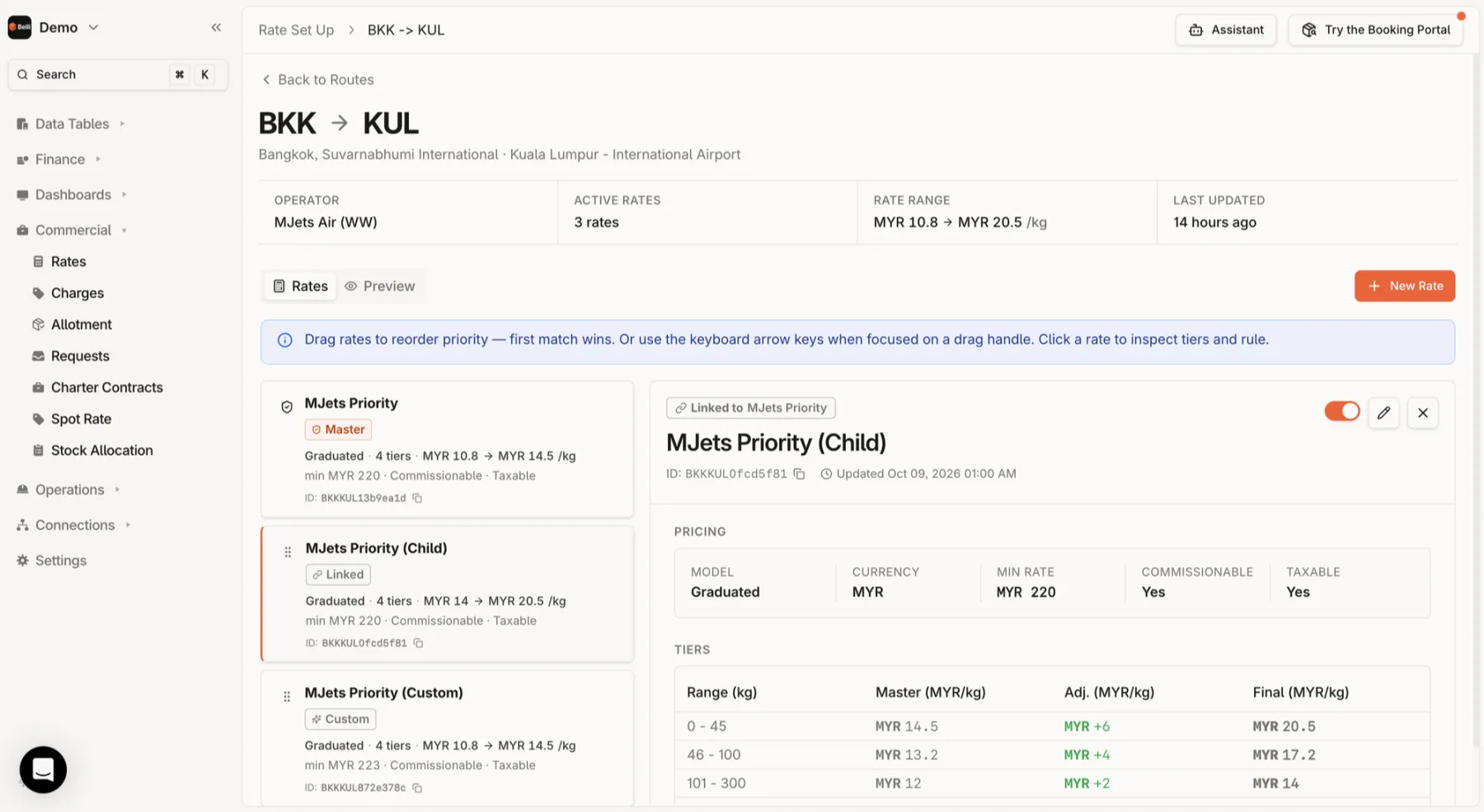 Commercial › Rates › Rate Set Up › BKK → KUL